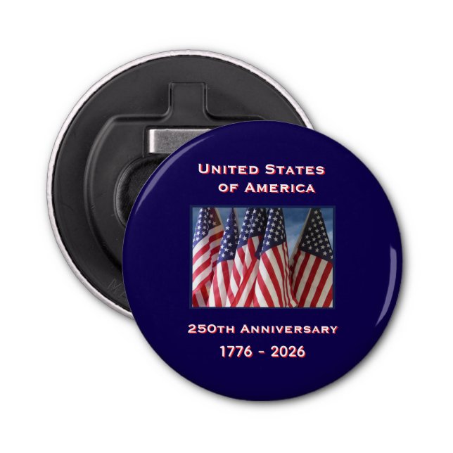 250th Anniversary USA Patriotic American Flags Bottle Opener (Front)