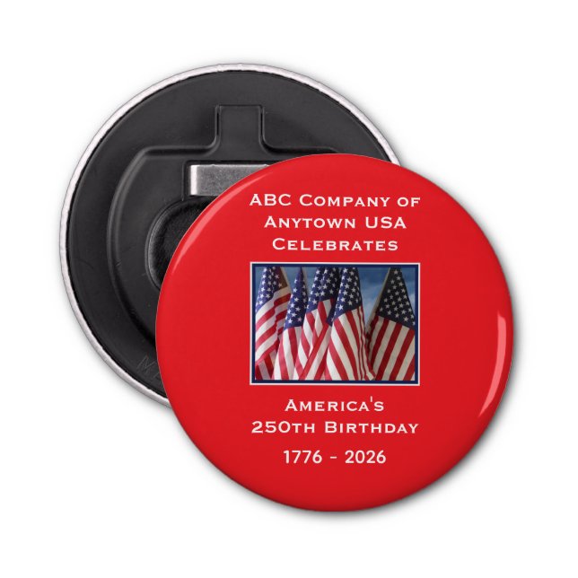 250th Anniversary USA Patriotic American Flags Bottle Opener (Front)
