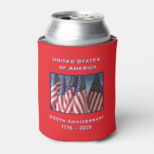 250th Anniversary USA Patriotic American Flags Can Cooler