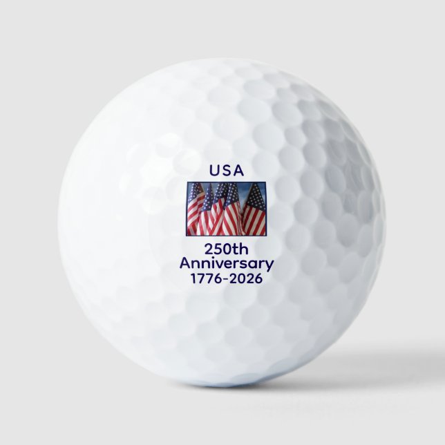250th Anniversary USA Patriotic American Flags Golf Balls (Front)