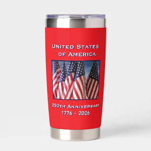 250th Anniversary USA Patriotic American Flags Insulated Tumbler