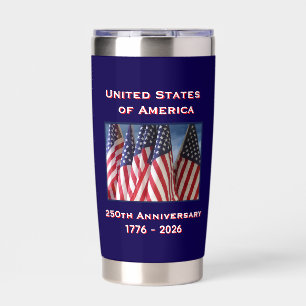 250th Anniversary USA Patriotic American Flags Insulated Tumbler