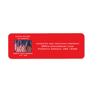 250th Anniversary USA Patriotic American Flags Lab Return Address Label