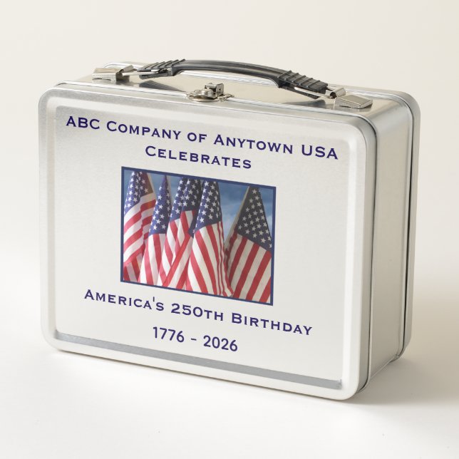 250th Anniversary USA Patriotic American Flags  Metal Lunch Box (Front)