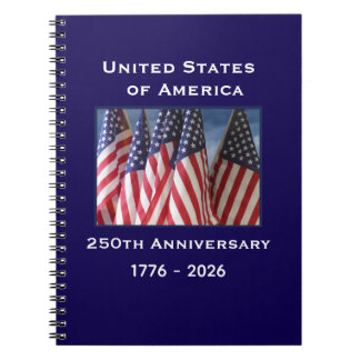 250th Anniversary USA Patriotic American Flags Notebook