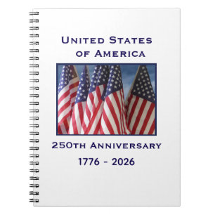 250th Anniversary USA Patriotic American Flags Notebook