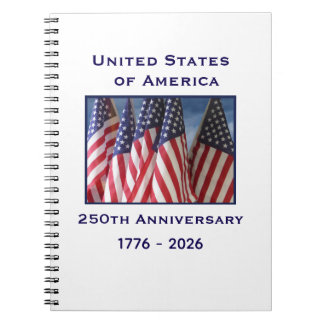 250th Anniversary USA Patriotic American Flags Notebook