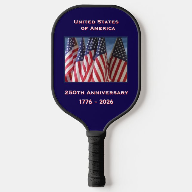 250th Anniversary USA Patriotic American Flags Pickleball Paddle (Front)
