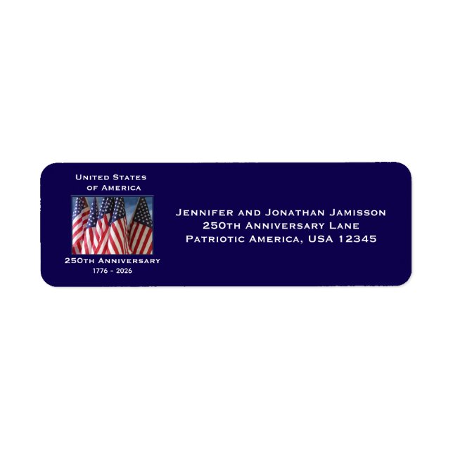 250th Anniversary USA Patriotic American Flags Return Address Label (Front)