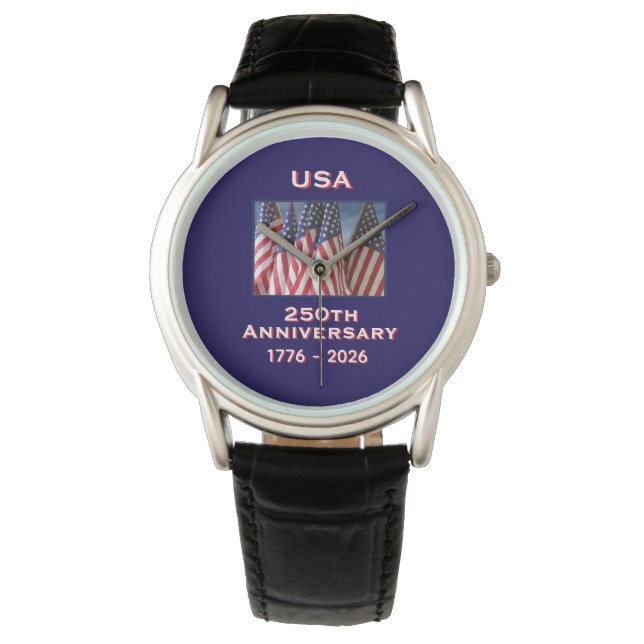 250th Anniversary USA Patriotic American Flags Watch (Front)