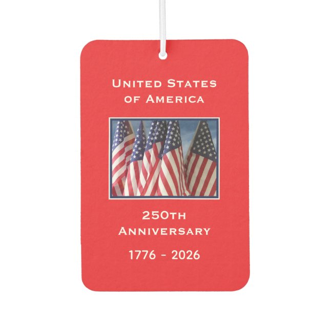 250th Anniversary USA Patriotic American Red Car Air Freshener (Front)