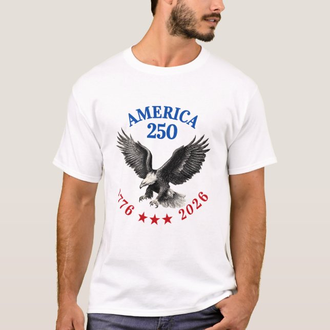 250th Anniversary USA Patriotic Bald Eagle T-Shirt (Front)