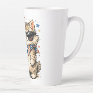250th Anniversary USA Patriotic Cat Iced Coffee Latte Mug
