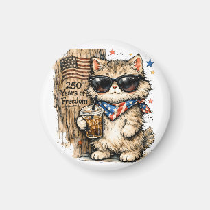 250th Anniversary USA Patriotic Cat Iced Coffee Magnet