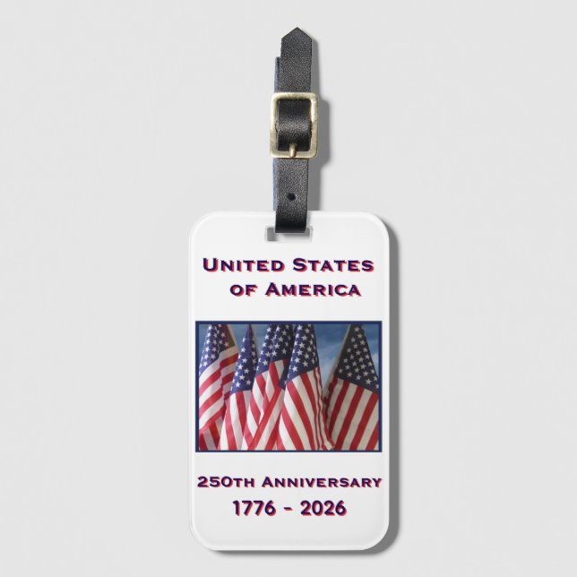 250th Anniversary USA Patriotic Commemorative Luggage Tag (Front Vertical)