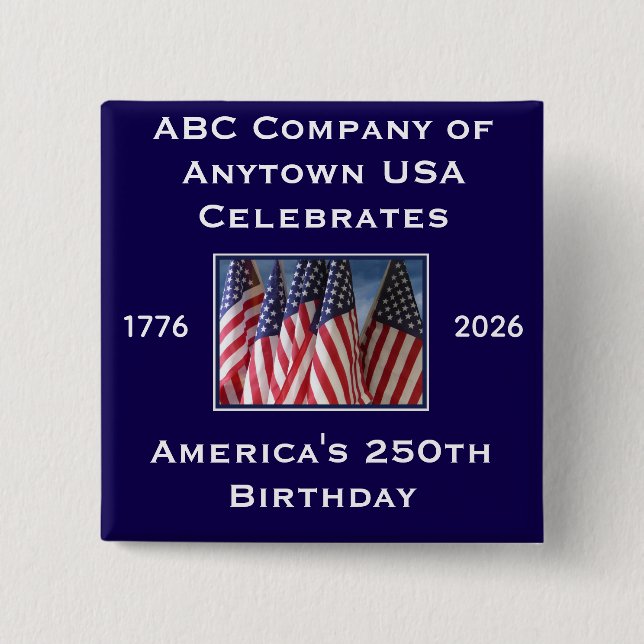 250th Anniversary USA Patriotic Flags  15 Cm Square Badge (Front)