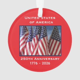 250th Anniversary USA Patriotic Flags Acrylic Ornament