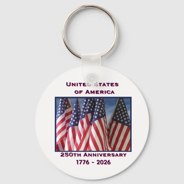 250th Anniversary USA Patriotic Flags  Key Ring (Front)