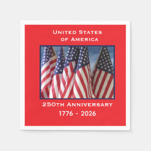 250th Anniversary USA Patriotic Flags Paper Napkin