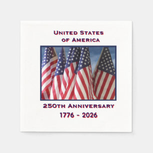250th Anniversary USA Patriotic Flags Paper Napkin