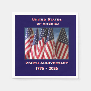 250th Anniversary USA Patriotic Flags Paper Napkin
