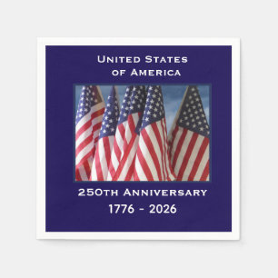 250th Anniversary USA Patriotic Flags Paper Napkin