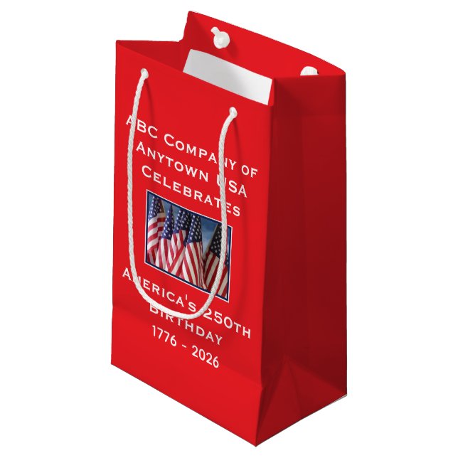 250th Anniversary USA Patriotic Flags  Small Gift Bag (Front Angled)
