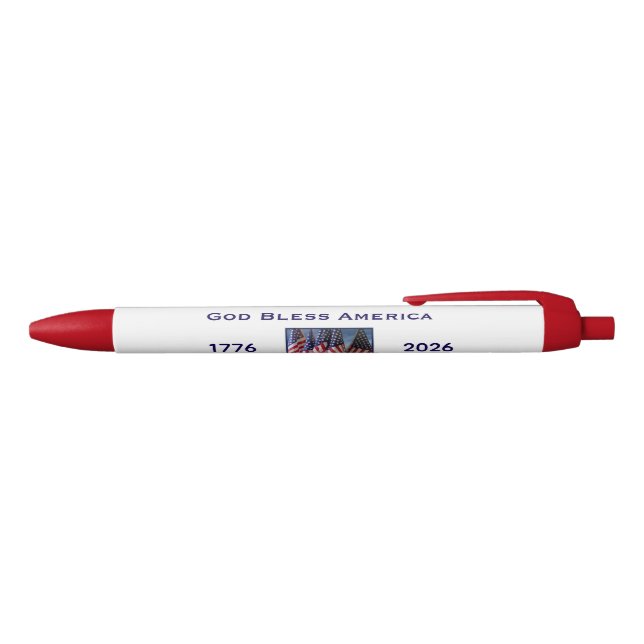 250th Anniversary USA Patriotic God Bless America Black Ink Pen (Top)
