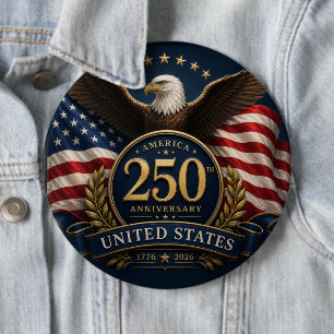 250th Anniversary USA Patriotic Keepsake 6 Cm Round Badge