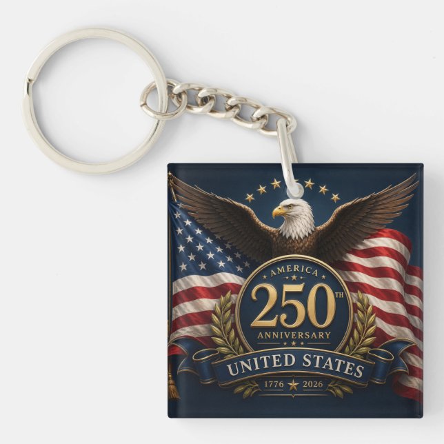 250th Anniversary USA Patriotic Keepsake Key Ring (Front)