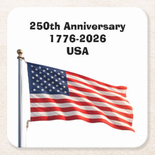 250th Anniversary USA Patriotic Keepsake Square Paper Coaster