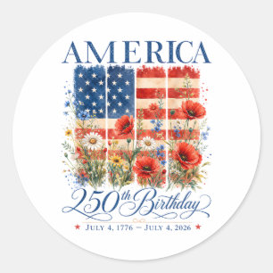 250th Anniversary USA Women 4th of July America 25 Classic Round Sticker