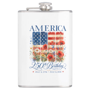 250th Anniversary USA Women 4th of July America 25 Hip Flask