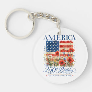 250th Anniversary USA Women 4th of July America 25 Key Ring