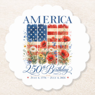 250th Anniversary USA Women 4th of July America 25 Paper Coaster