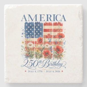 250th Anniversary USA Women 4th of July America 25 Stone Coaster