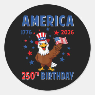 250th Birthday 250 American Years 1776 2026 USA Classic Round Sticker
