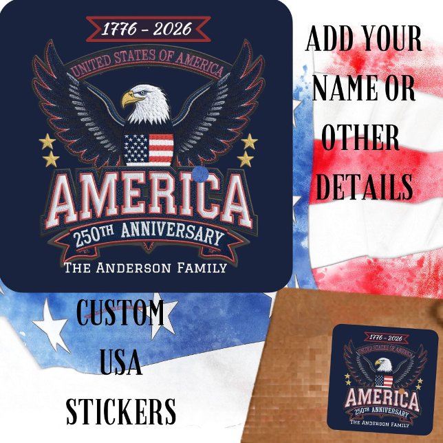 250th Birthday Celebration Custom Square Sticker (Creator Uploaded)