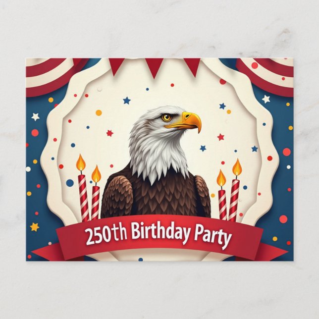 250th birthday invitation postcard (Front)