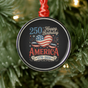  250th Birthday USA 250 Years Metal Ornament