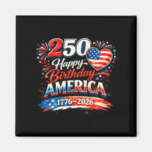 250th Birthday USA Flag Hearts Fireworks 4th of Magnet