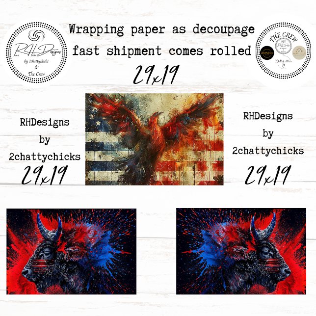 250th Bison Eagle Flag Decoupage  Wrapping Paper Sheet (Creator Uploaded)