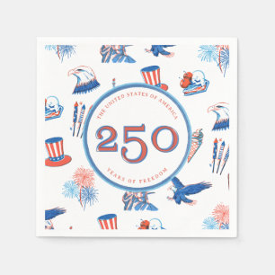 250th Fourth of July Patriotic Watercolor Party Napkin