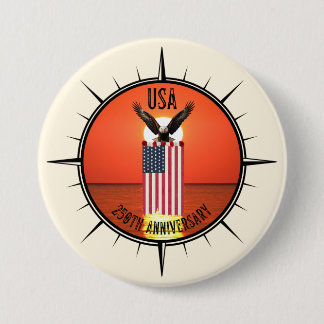 250th Independence Day Anniversary Eagle and Flag 7.5 Cm Round Badge