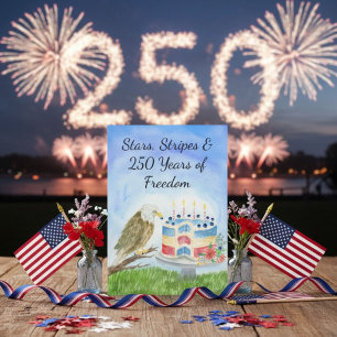 250th Independence Day Bald Eagle with Cake Invitation