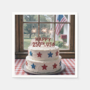 250th USA Birthday Cake with Sparklers Napkin