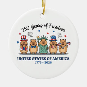 250th year of independence of USA, capybara Ceramic Ornament