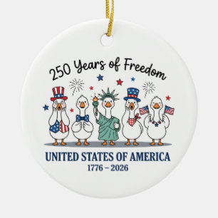 250th year of independence of USA, Patriotic goose Ceramic Ornament