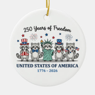 250th year of independence of USA, Raccoon Ceramic Ornament