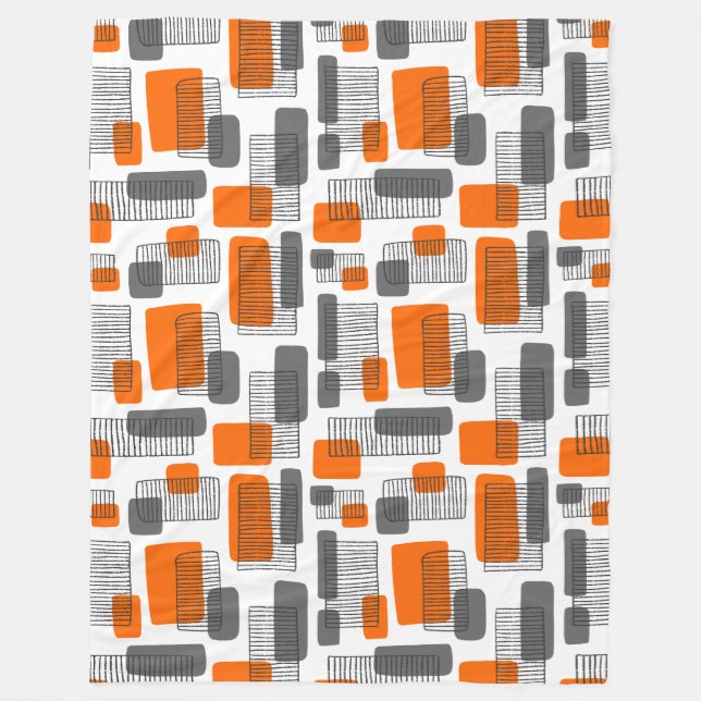 251215 - Orange and Grey Fleece Blanket (Front)